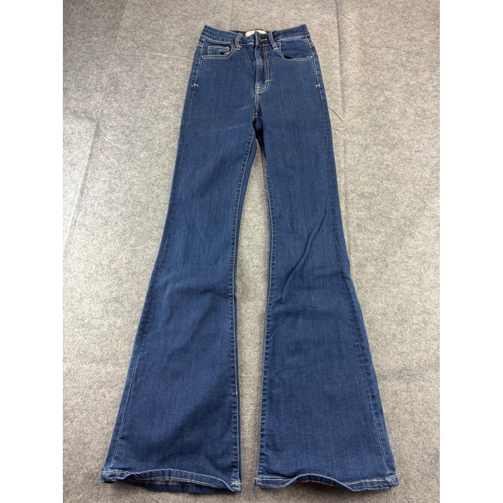 Hidden High Waisted Flare Jeans Dark Wash Denim Womens 25 Western Rodeo Cowgirl